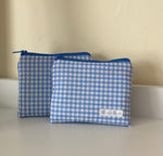 Blue Gingham Zipper Pouch