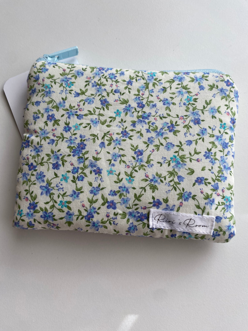 Blue Floral Zipper Pouch