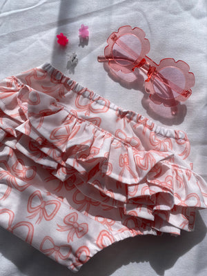 Ruffle Nappie Cover - Pink Gingham