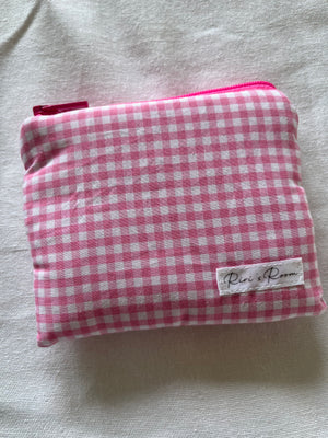 Pink Gingham Zipper Pouch