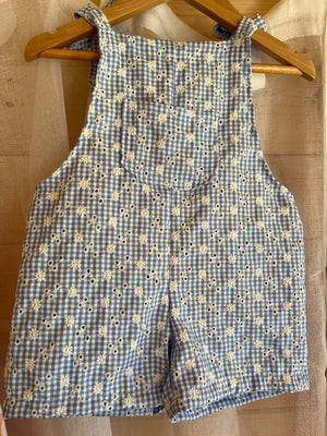 Billie Romper - Embroidered Gingham Blue