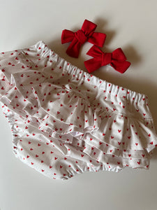 Ruffle Nappie Cover - Mini Hearts