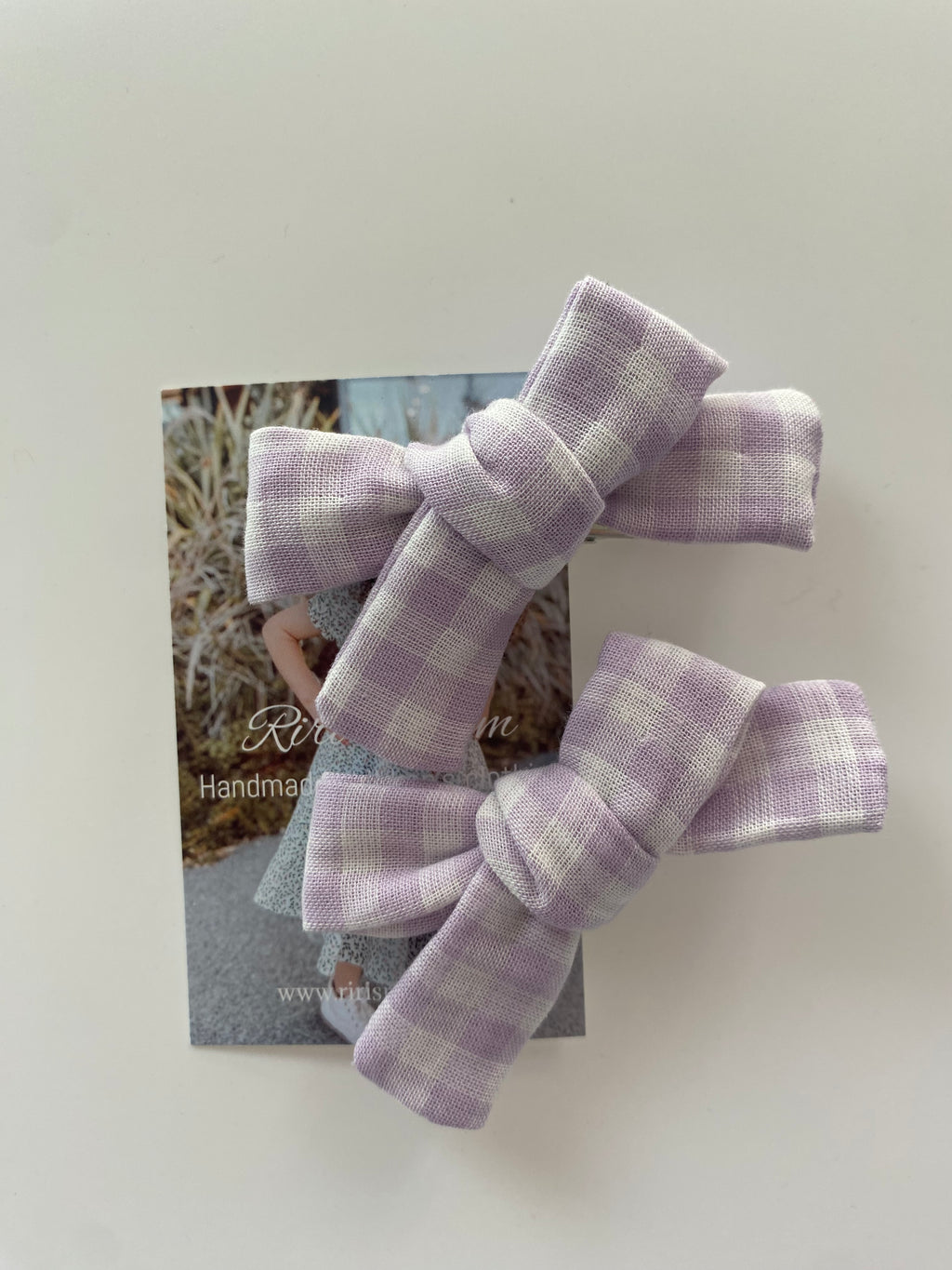 Mini knotted bows - Petal Gingham